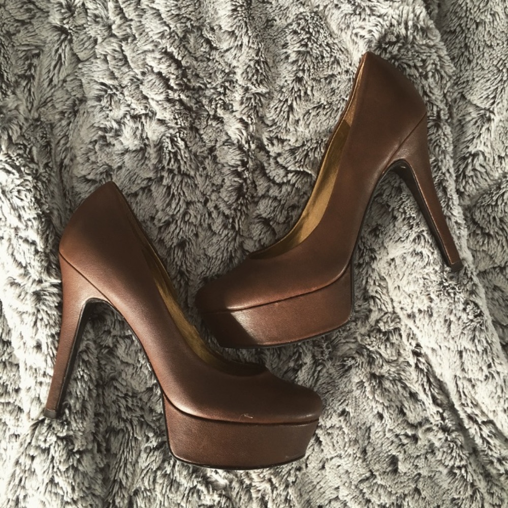 Brown Platform Pumps.